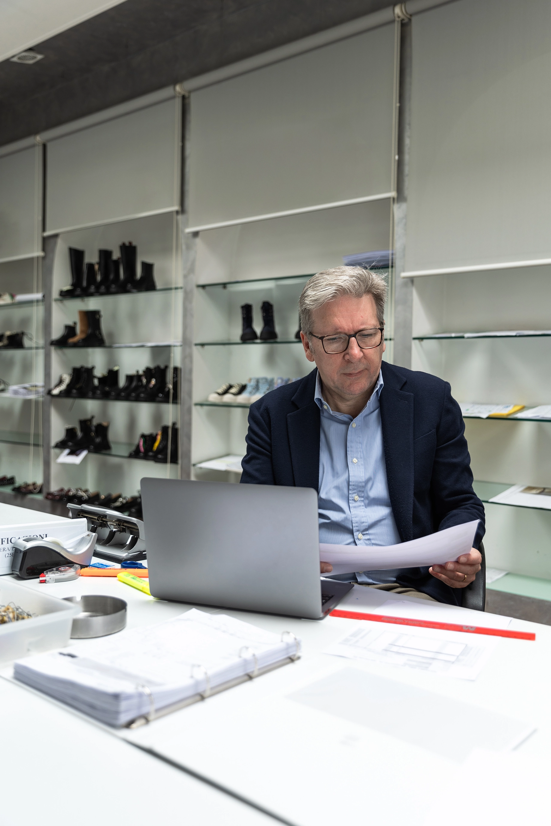 Domenico at the office, analysing data on his computer