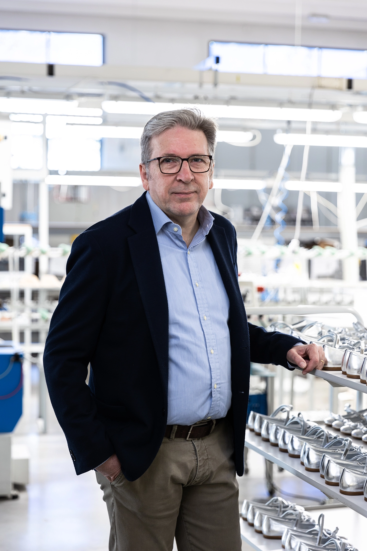 Domenico Macerata in a shoe factory