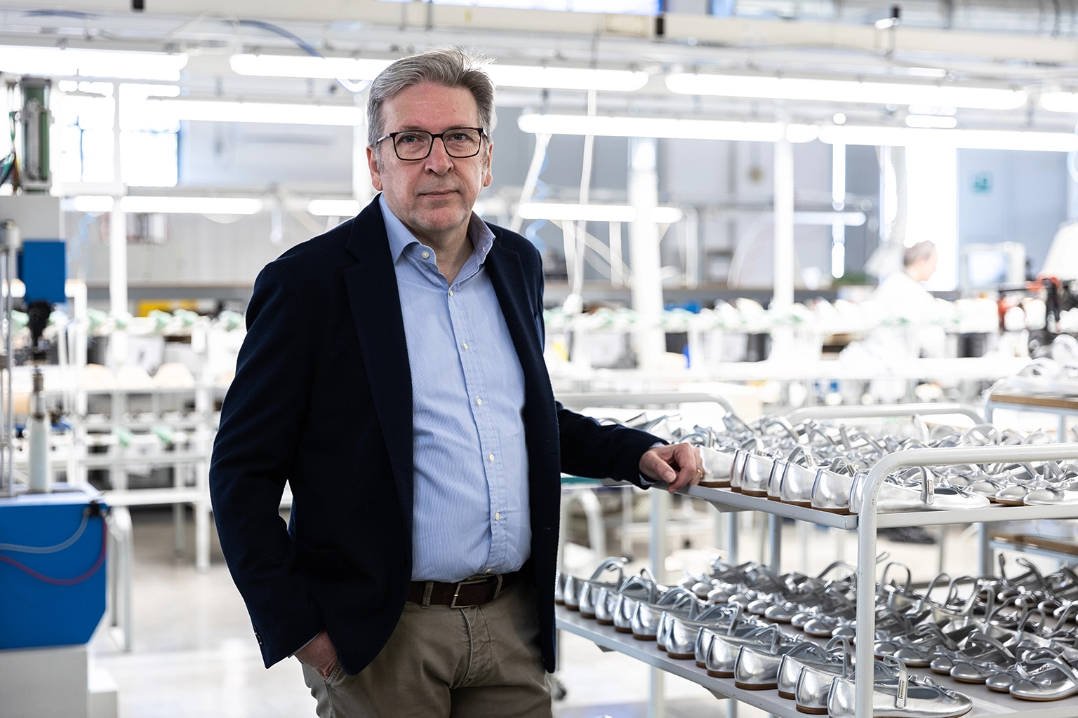 Domenico Macerata in a shoe factory